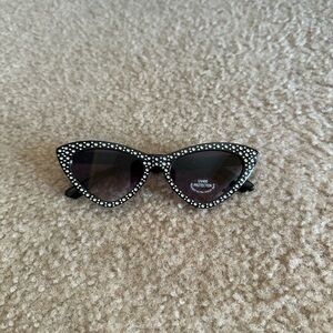 Black Rhinestone Cat-Eye Sunglasses
